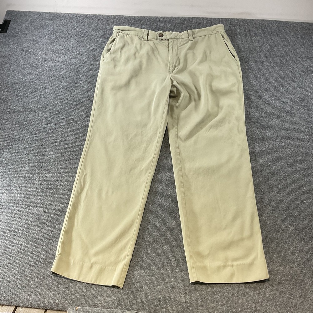 Tommy Bahama Mens 38x32 Khaki Tan Silk Cotton Blend Straight Leg Chino Pants